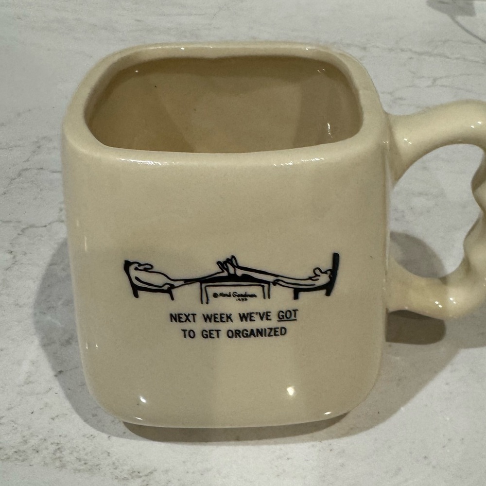 vintage ceramic mug featuring a "The Nebbishes" cartoon by Herb Gardner
